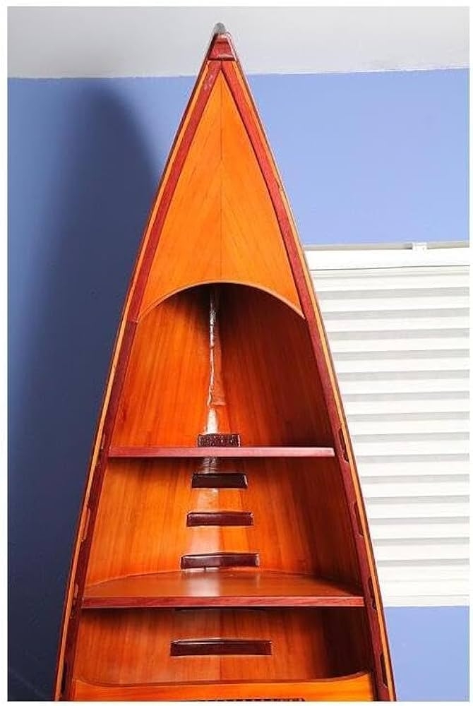 Canoe Bookshelf showcasing Red Cedar and Tapered Silhouette