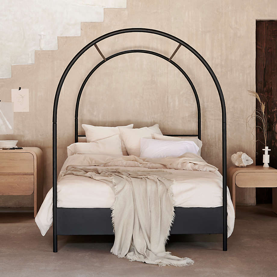 Canopy Bed Architectural Matte Black Double Arched King