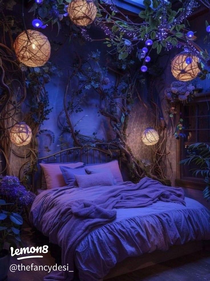 Canopy Bed with Organic Branches and Forest Bed Aesthetic