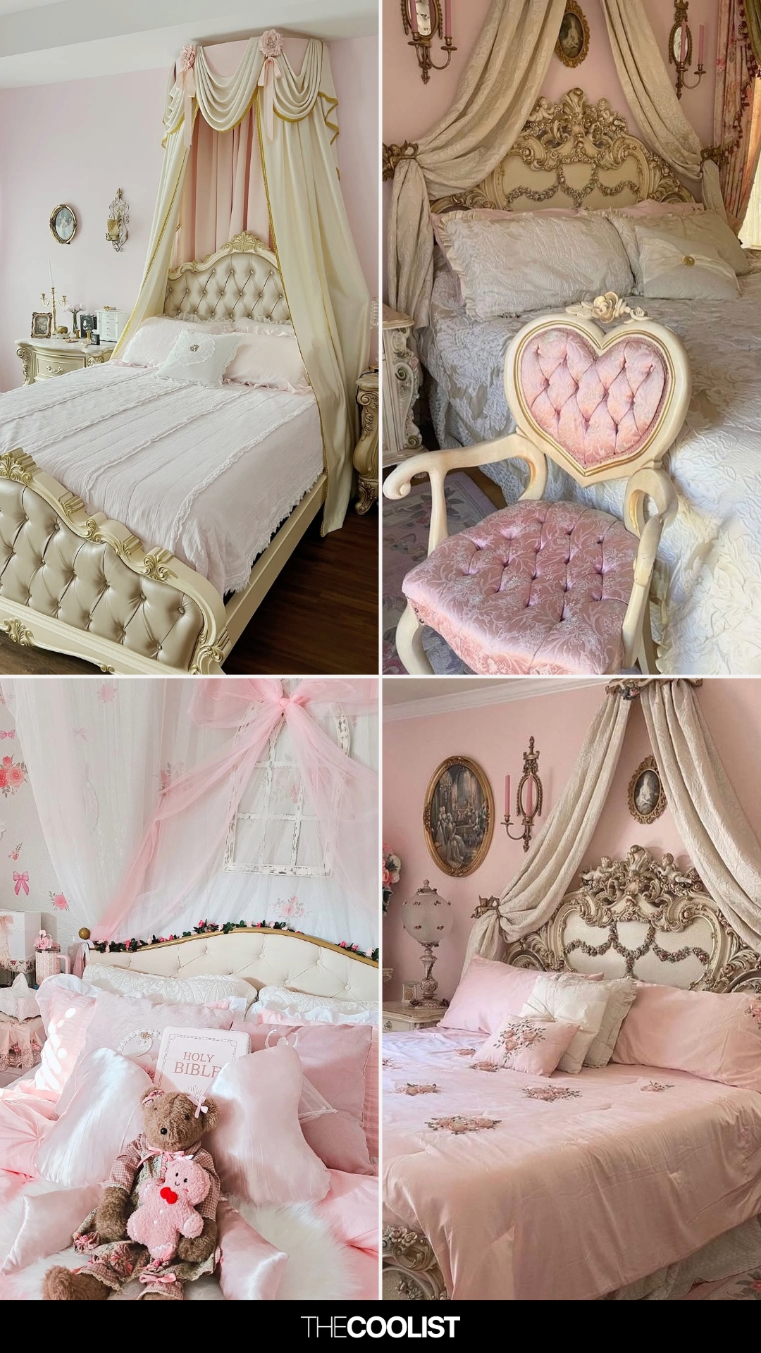 Canopy Bed with Rococo Carvings and Vintage Princess Bedroom