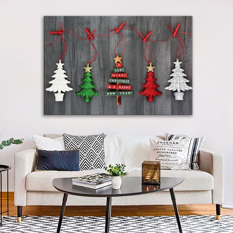 Canvas Wall Art Clothesline Motif Large Christmas Canvas Art