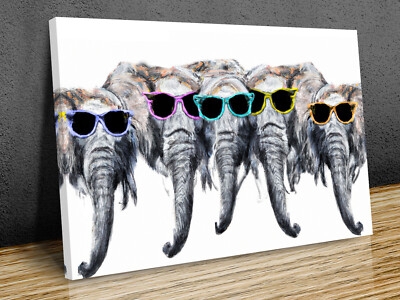 Canvas Wall Art Colorful Sunglasses Pop Art Elephant Art