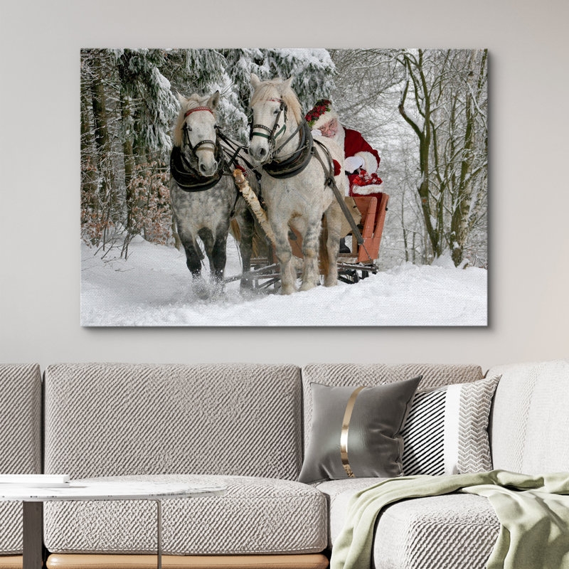 Canvas Wall Art Horse Drawn Sleigh Santa Sleigh Canvas Print