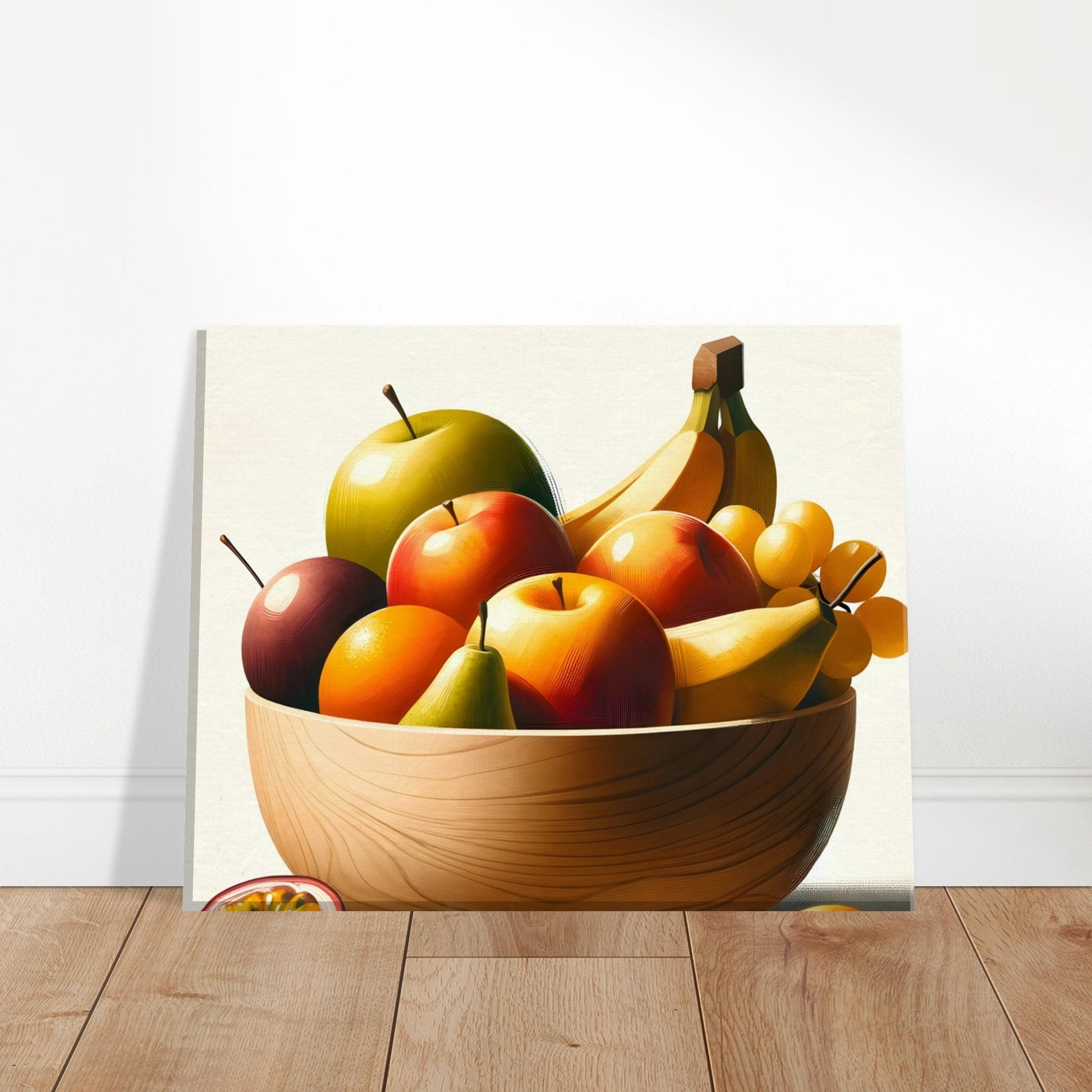 Canvas Wall Art: Illustrative Fruit Bowl Vibrant Warm Tones