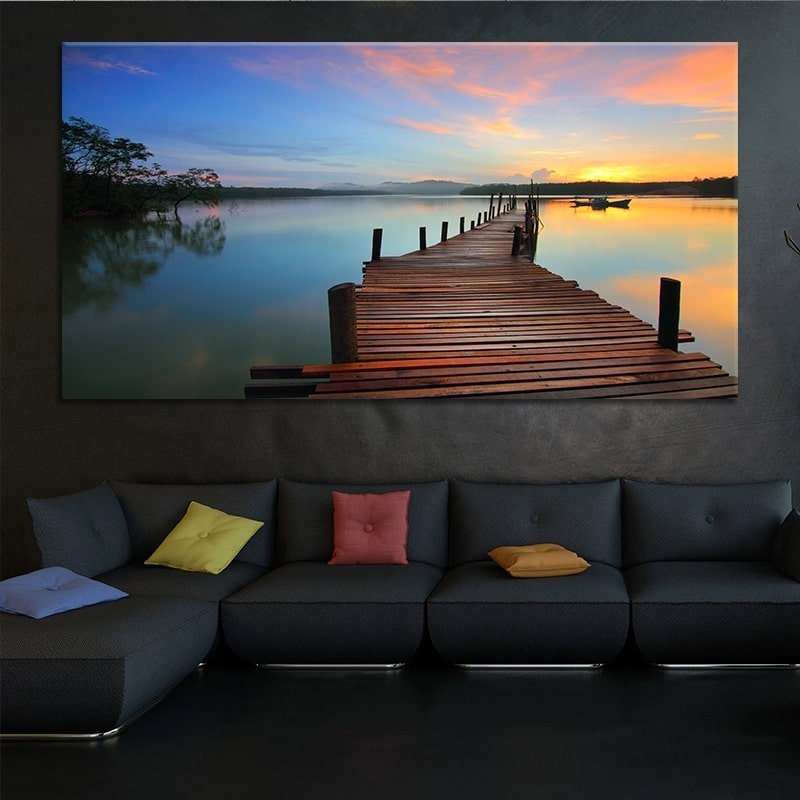 Canvas Wall Art Large Scale Sunset Lake Michigan Art