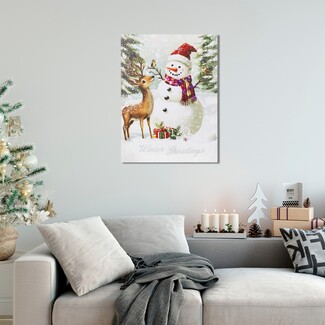 Canvas Wall Art LED Backlit Winter Greetings Holiday Sign
