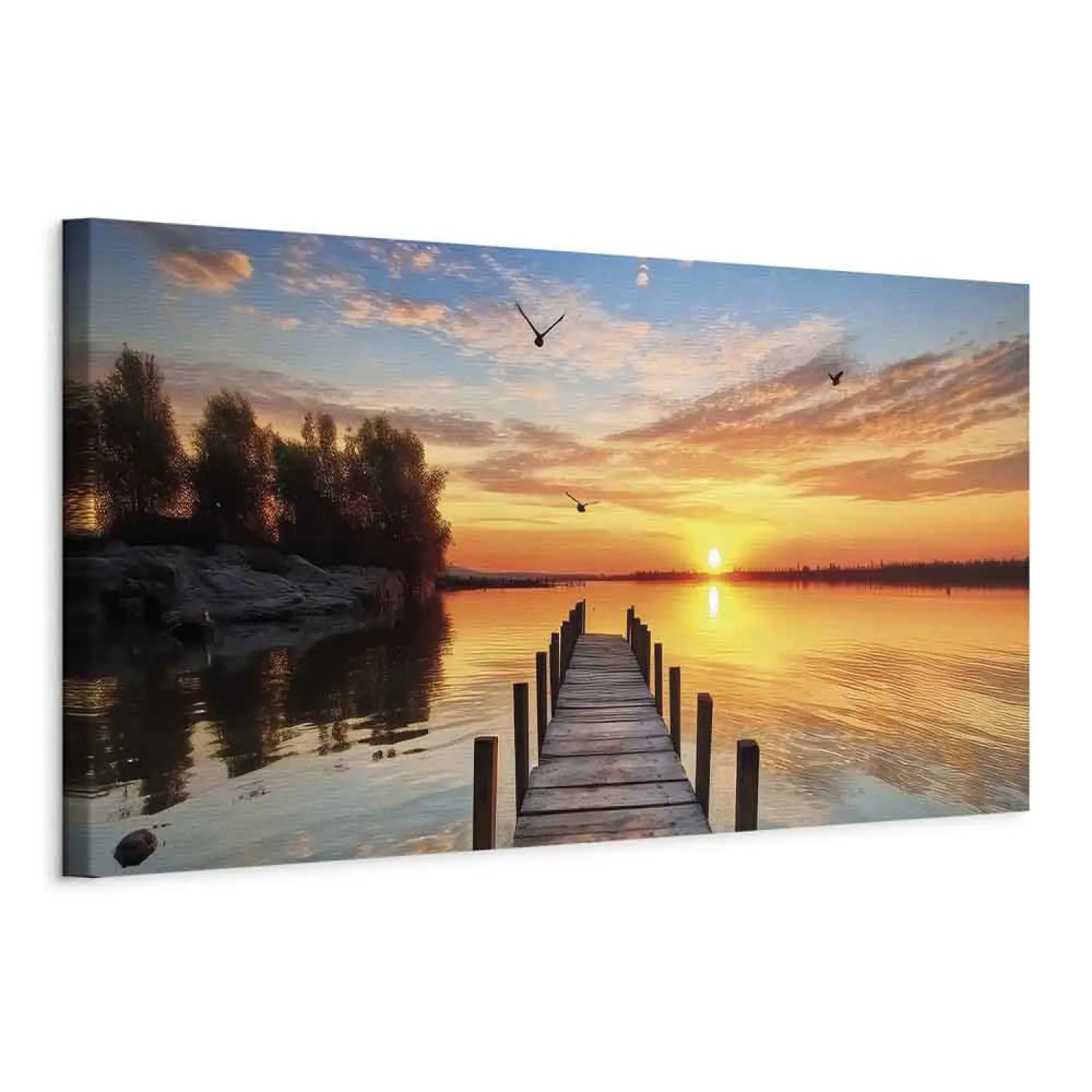 Canvas Wall Art Pier Perspective Golden Hour Glow Art