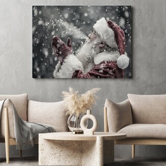 Canvas Wall Art Snowy Effect Santa Claus Profile Portrait
