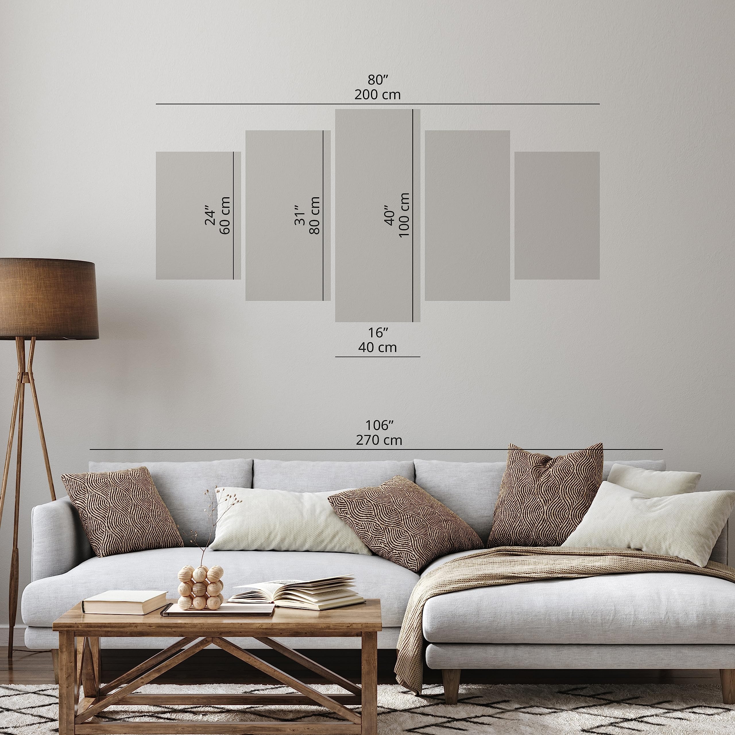 Canvas Wall Art Staggered Height 5 Piece Canvas Wall Art