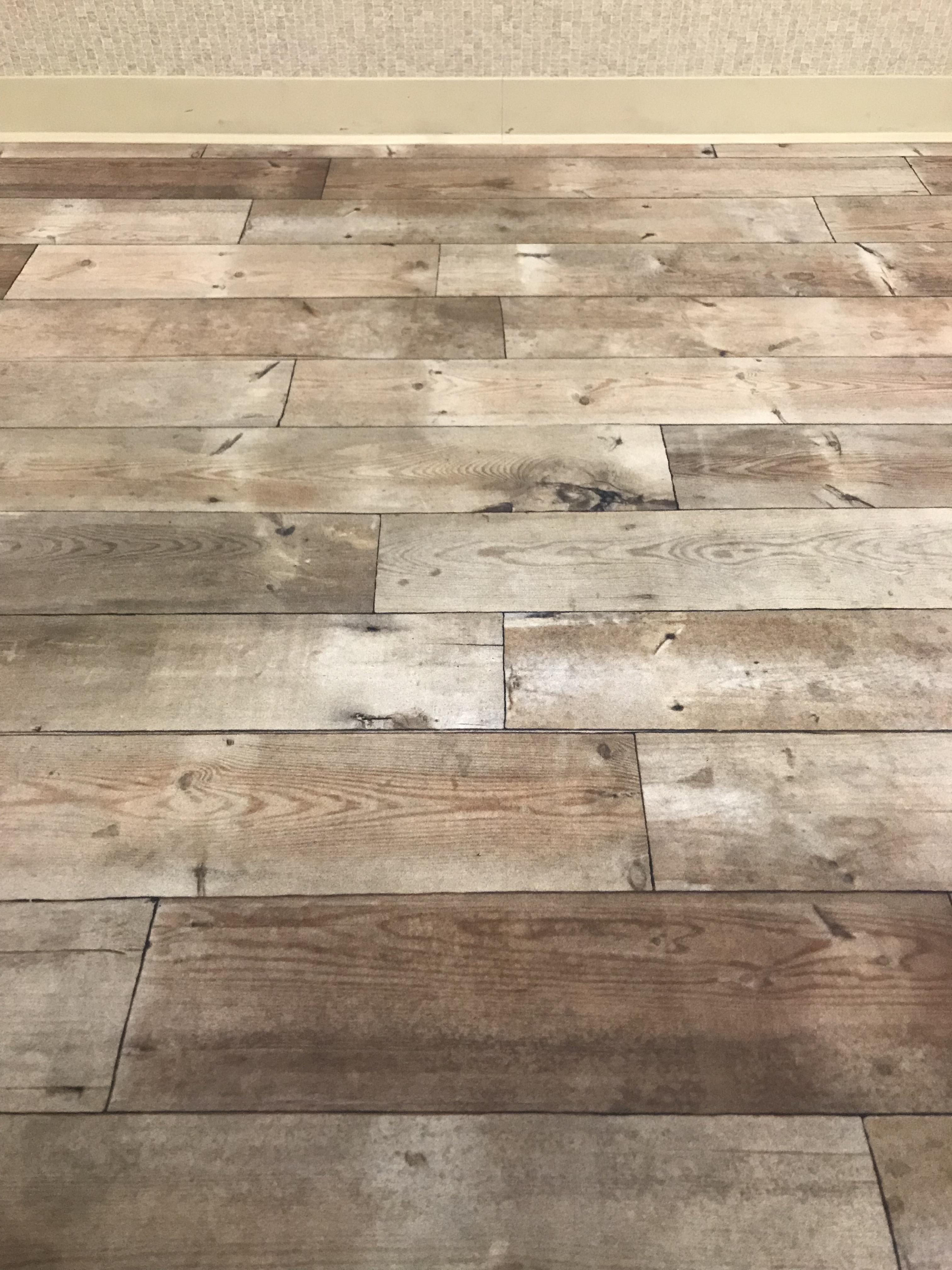 Carpet Flooring with Trompe Loeil Planks for Weathered Wood Print