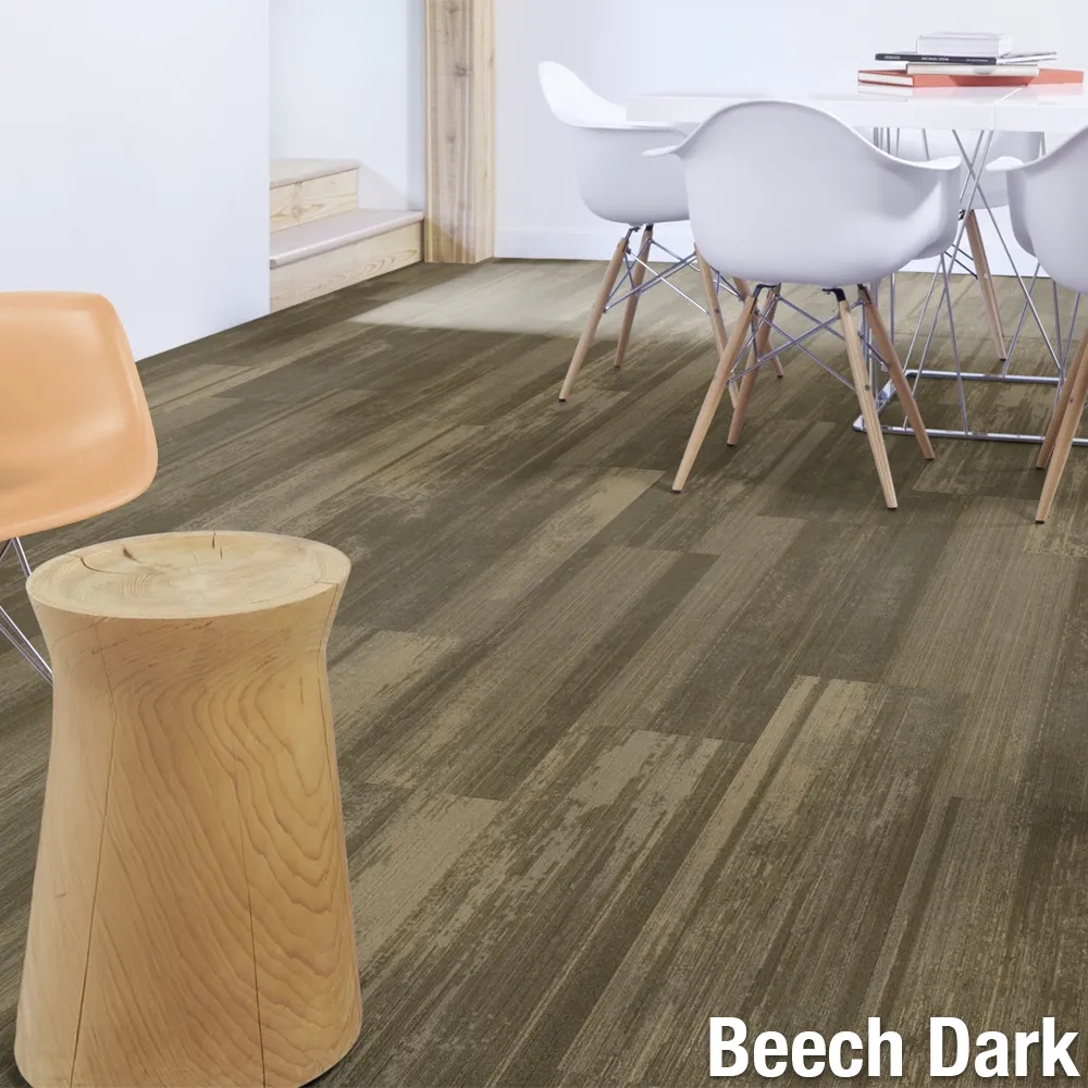 Carpet Plank in Beech Dark Finish Modern Textile Floor Tile