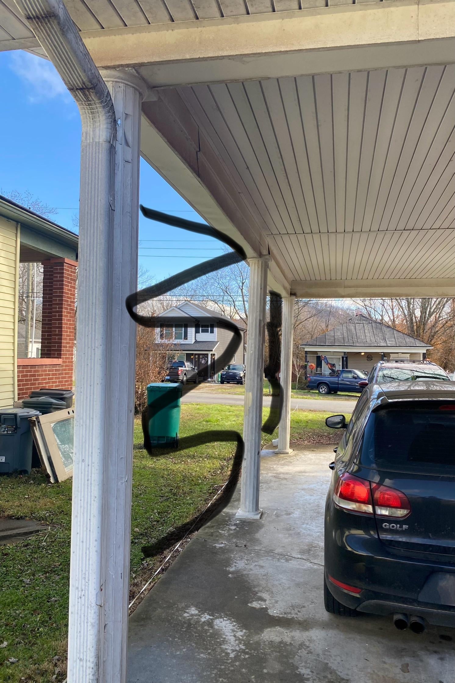 Carport Fluted Columns Slatted Ceiling Driveway Screening