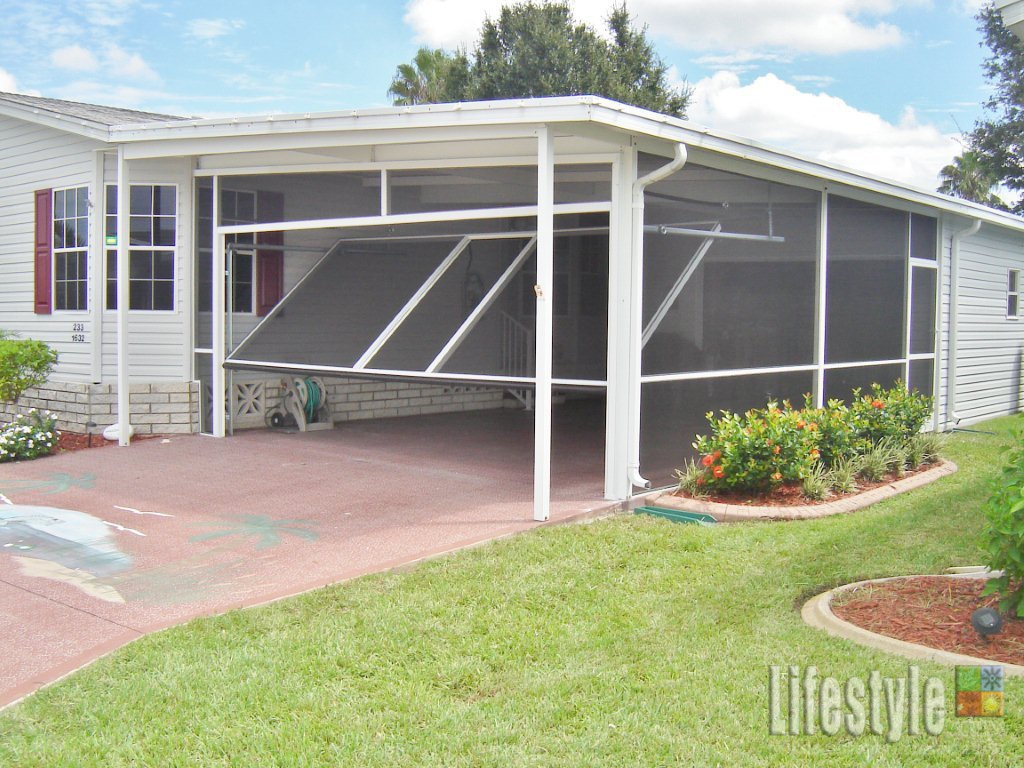 Carport Screen Retractable Panel Overhead Tracks Mesh Door
