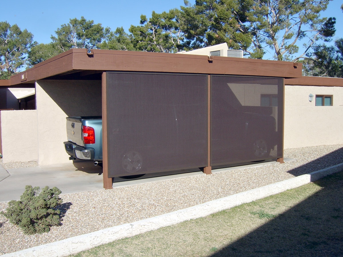 Carport Shade Screen Semi Transparent Espresso Mesh Panels