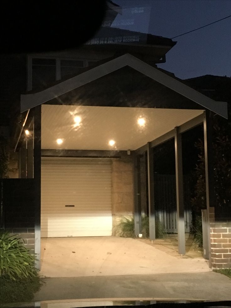 Carport with Recessed Downlights and Matte Charcoal Gabled Roof