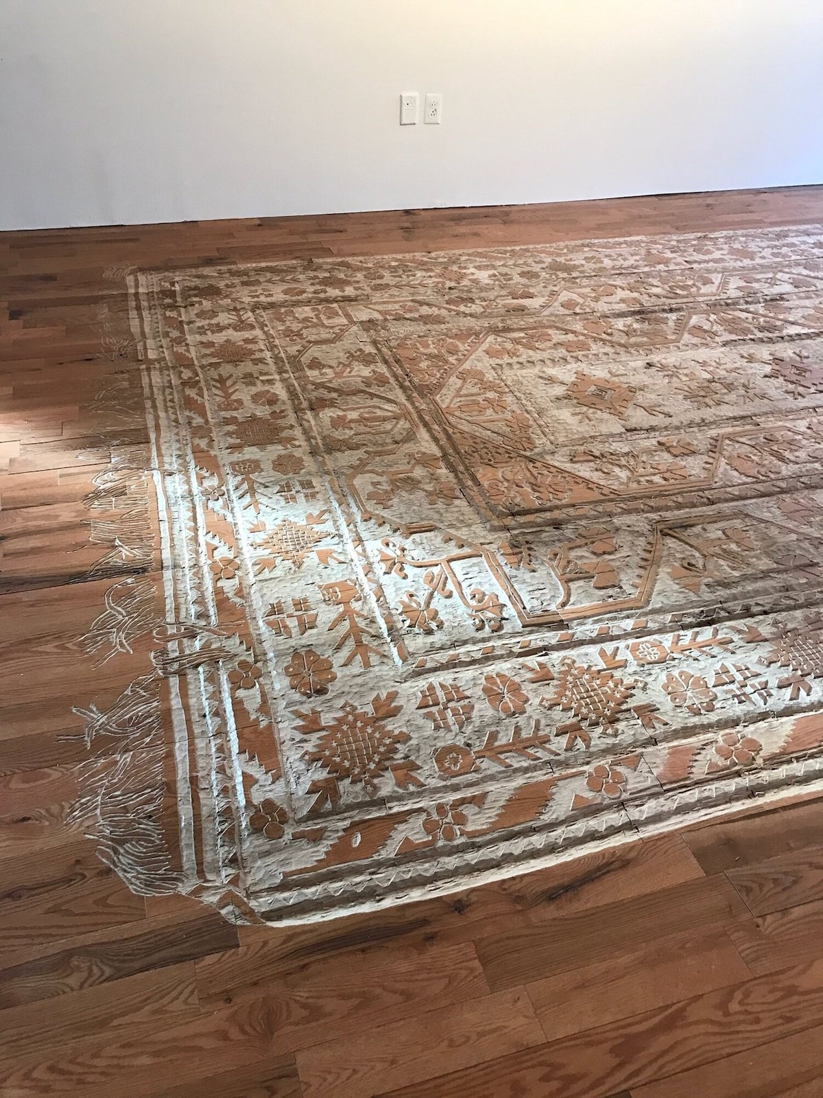 Carved Flooring with Carved Rug Relief Custom Wood Floor Design