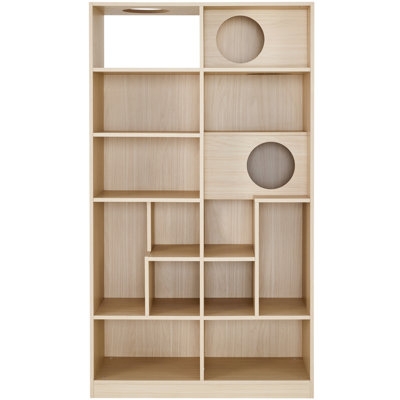 Cat Bookcase: Dual-Purpose Light Oak Furniture Style