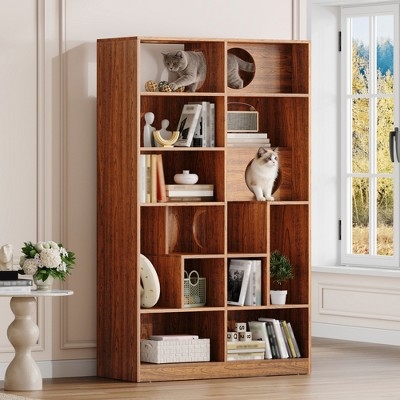 Cat Bookcase featuring Asymmetrical Houses and Cutouts