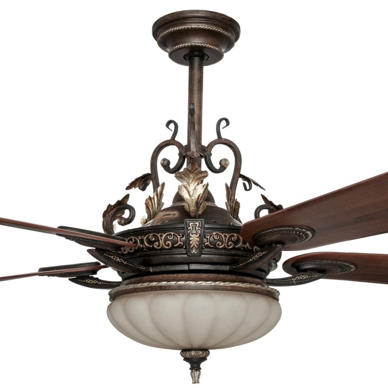 Ceiling Fan Bronze Acanthus Leaf Scrolled Glass Chateau Light