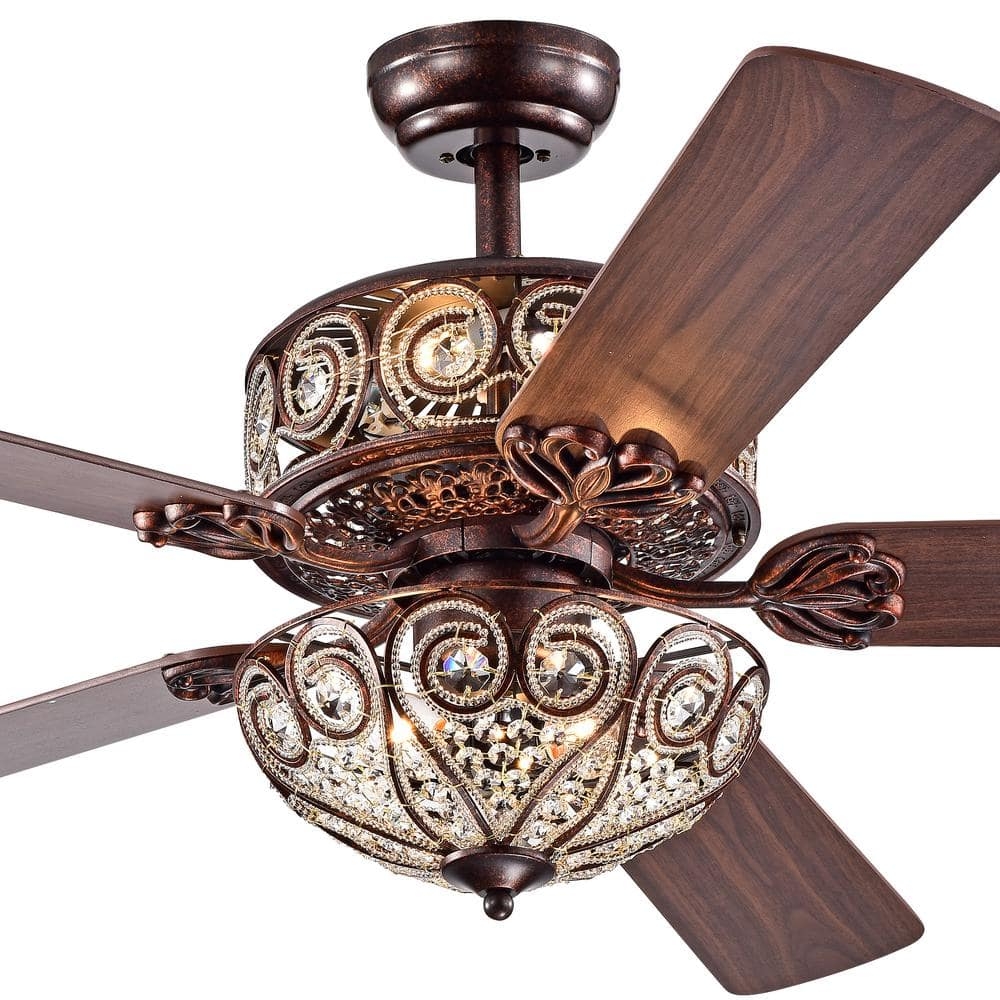 Ceiling Fan Bronze Crystal Light Kit Scrolled Arms Glam Fan