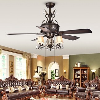 Ceiling Fan Chandelier Hybrid with Bronze Ornate Scrolling