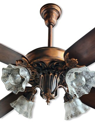 Ceiling Fan Copper Oxide Restored Scalloped Etched Floral Fan