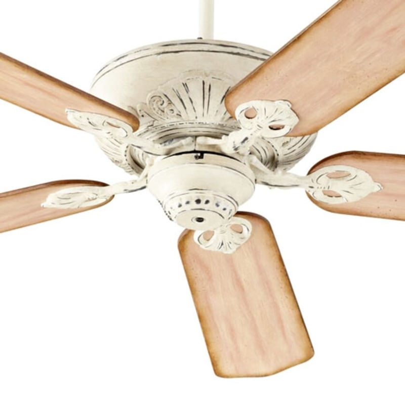Ceiling Fan Distressed White with Scrolled Blade Arms