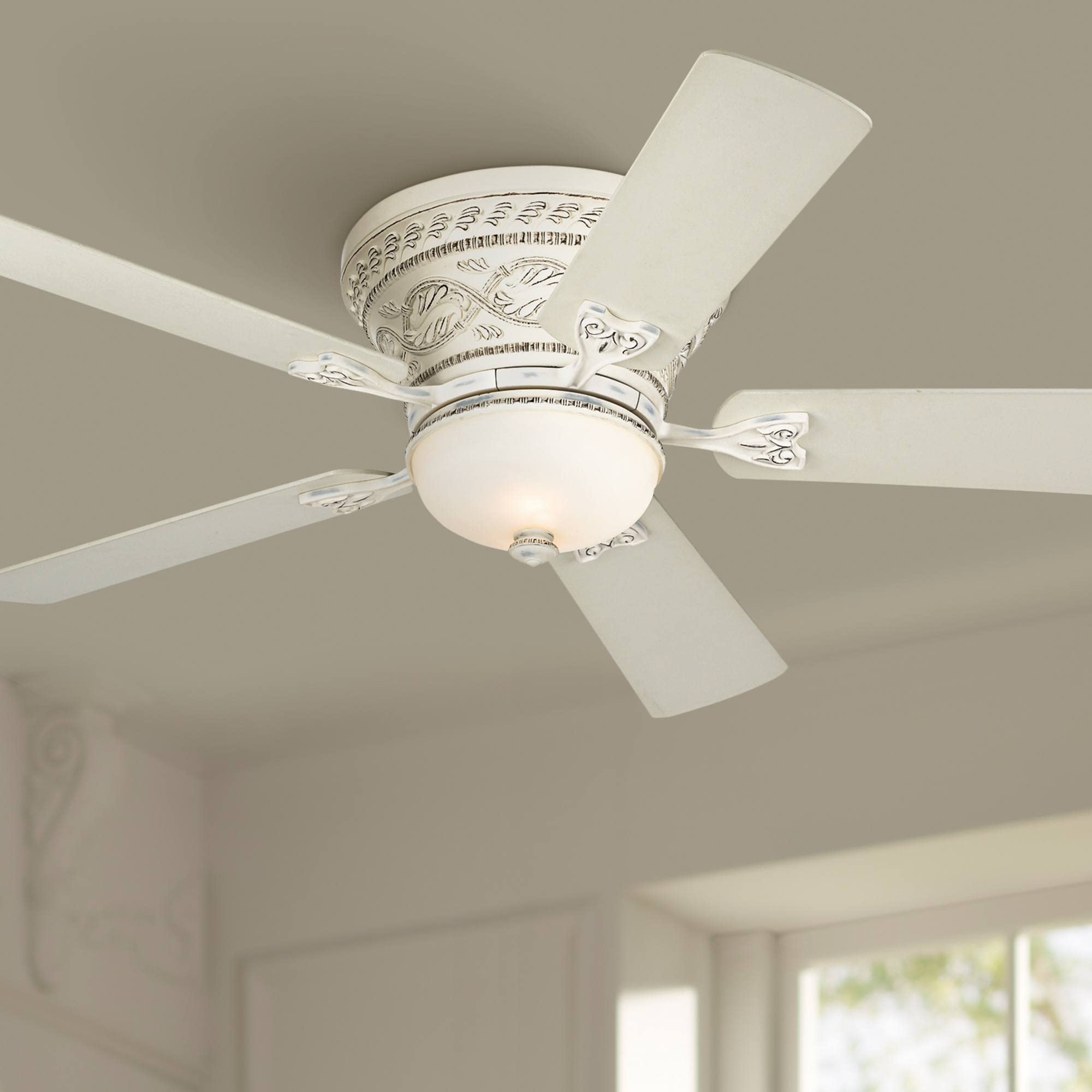 Ceiling Fan Hugger Mount with Distressed Antique White Finish