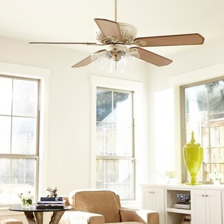 Ceiling Fan Persian White with Seeded Glass Shades and Lights
