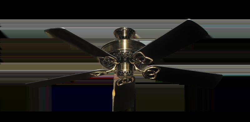 Ceiling Fan Renaissance Scrollwork Antique Brass Black Blades