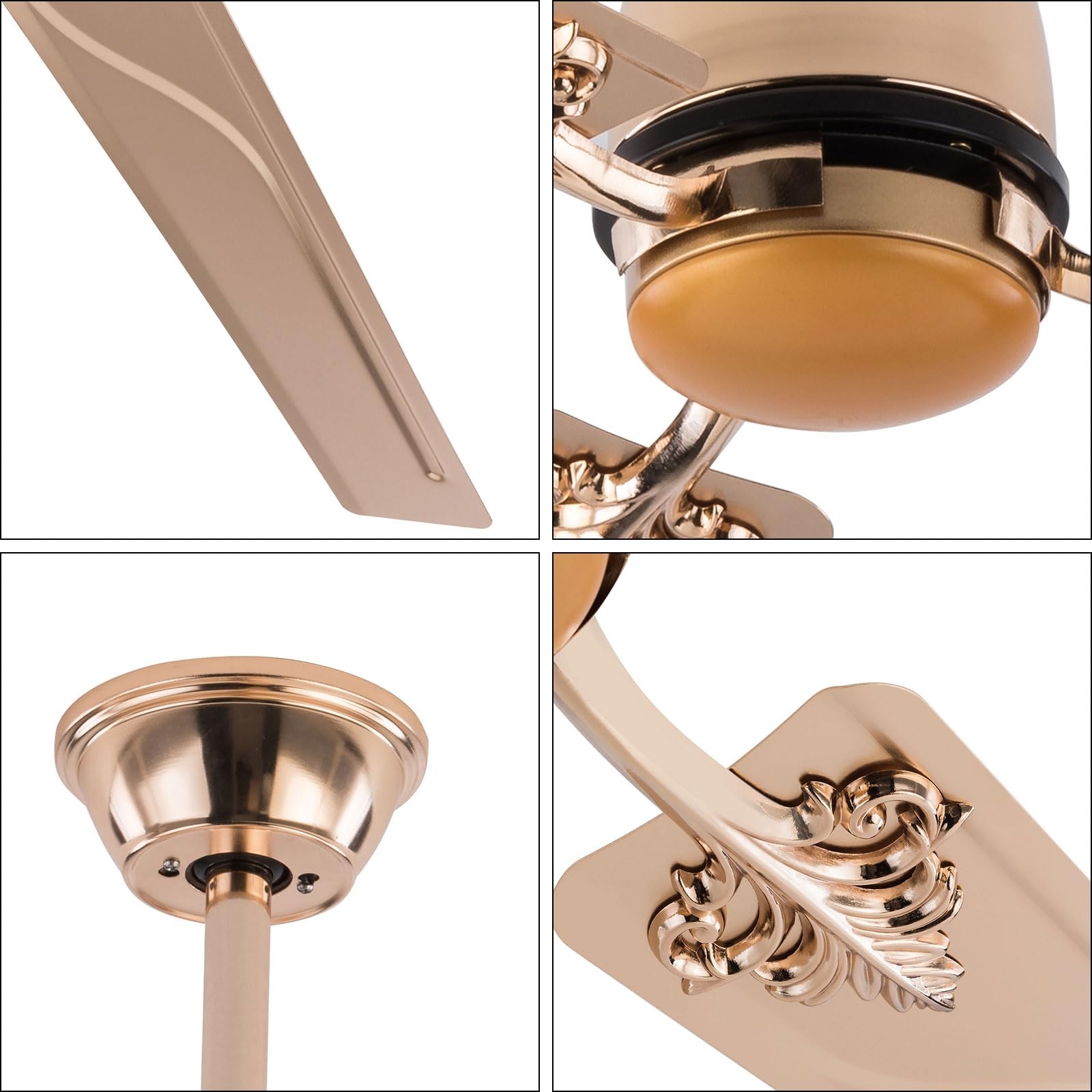 Ceiling Fan Rose Gold Scrollwork Brackets Victorian Decor
