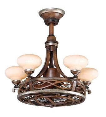 Ceiling Fan Walnut Silver Enclosed Fan Blades Steampunk Cage