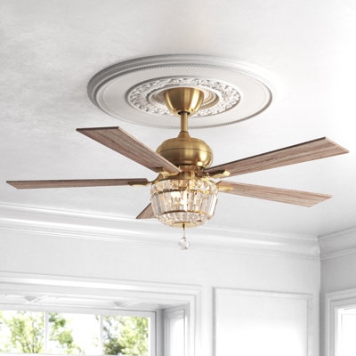 Ceiling Fan with Crystal Basket Shade and Ceiling Medallion
