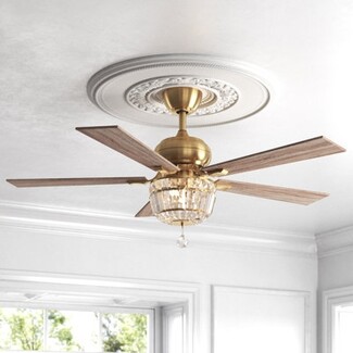 Ceiling Fan with Crystal Basket Shade and Ceiling Medallion