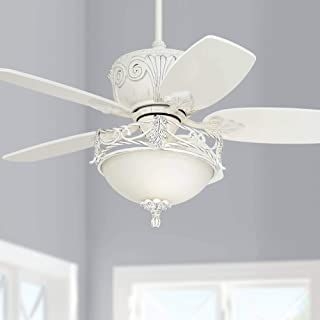 Ceiling Fan with Decorative Filigree Cage and Scrollwork Housing