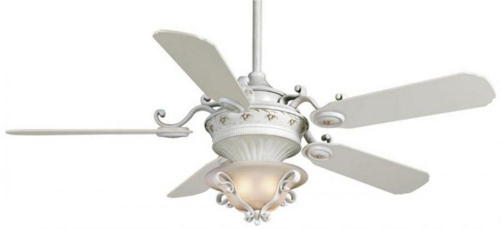Ceiling Fan with Floral Motor Housing and French Creme Finish