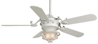 Ceiling Fan with Floral Motor Housing and French Creme Finish