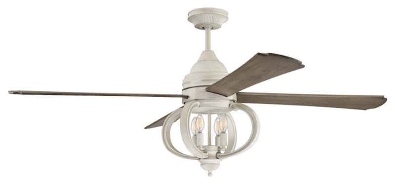 Ceiling Fan with Scrollwork Cage and Cottage White Finish