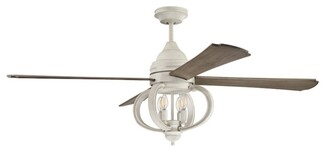 Ceiling Fan with Scrollwork Cage and Cottage White Finish