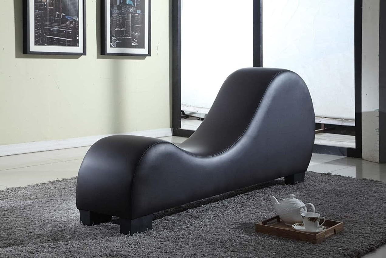 Chaise Lounge with S-Curve Silhouette and Ergonomic Midnight Black Form