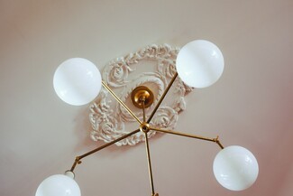Chandelier Gold Ceiling Medallion White Globe Shades Medallion