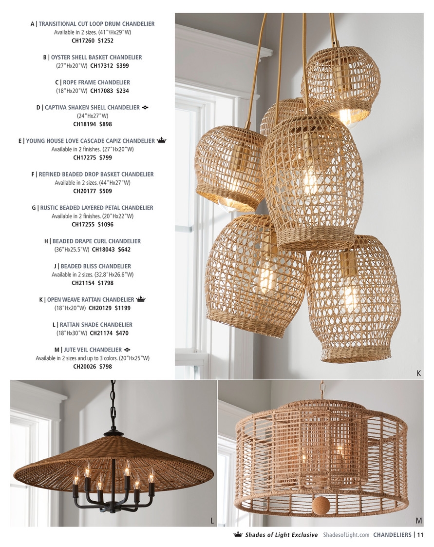 Chandelier Organic Jute Texture Woven Rattan Hanging Light