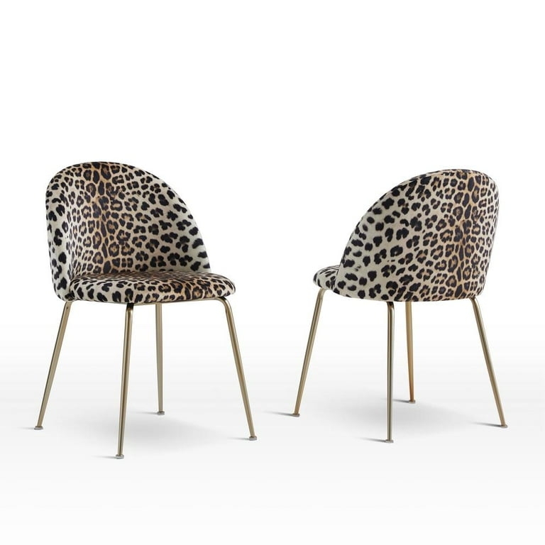 Cheetah Print Dining Chair with Gold Toned Metal Legs