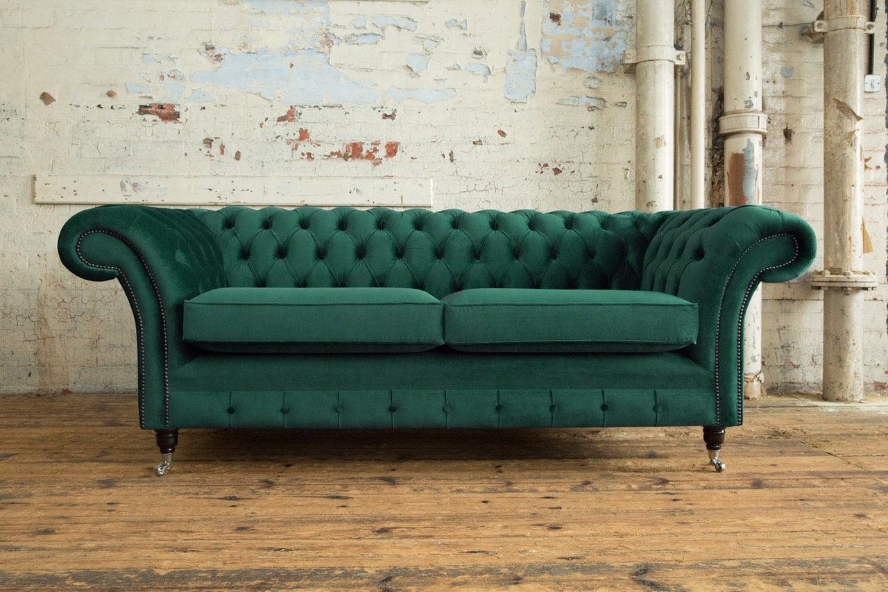 Chesterfield Sofa with Caster Feet and Button Tufting