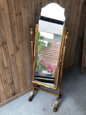Cheval Mirror: Gilded Bronze Arched Tilting Frame