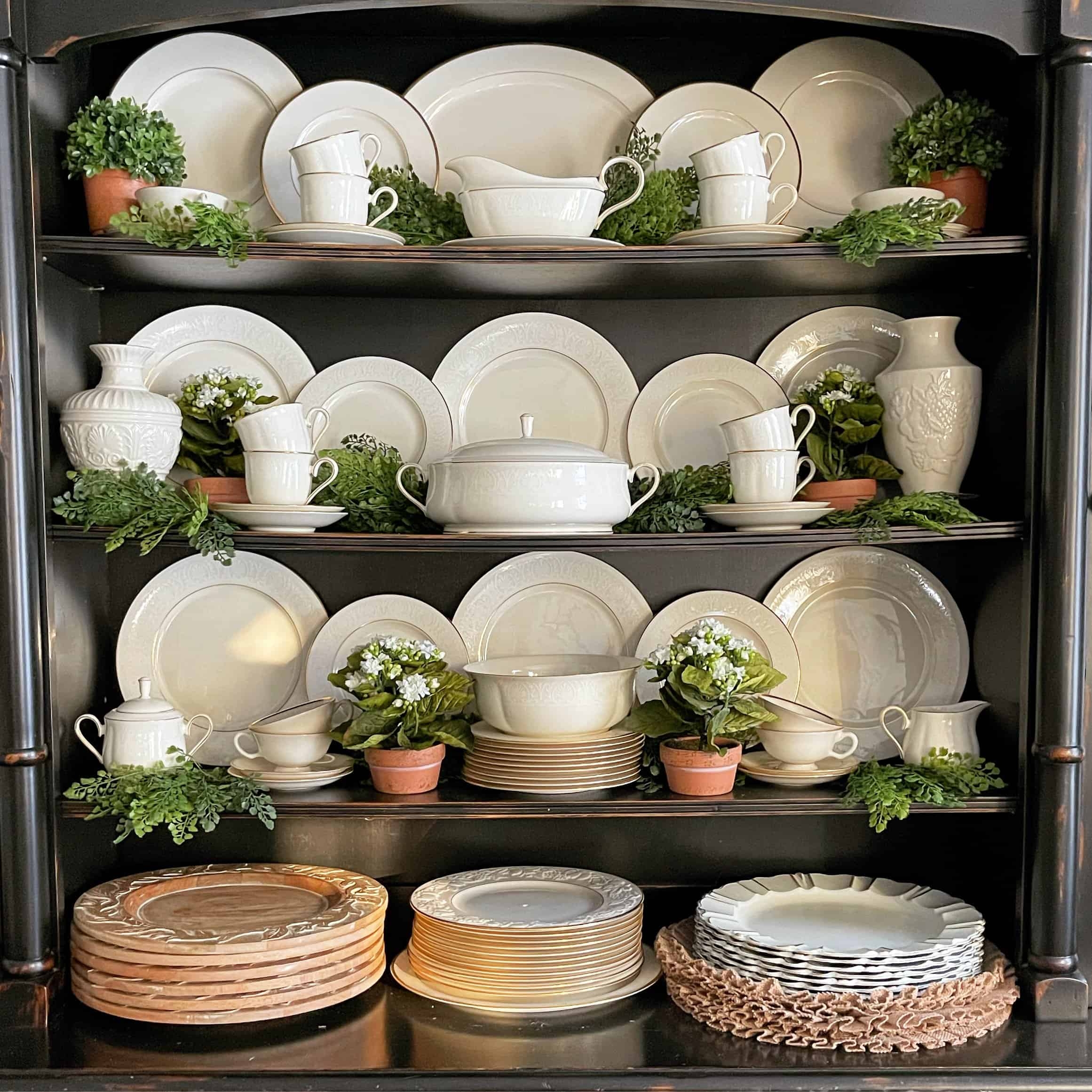 China Cabinet Matte Black Interior for a White China Cabinet Display