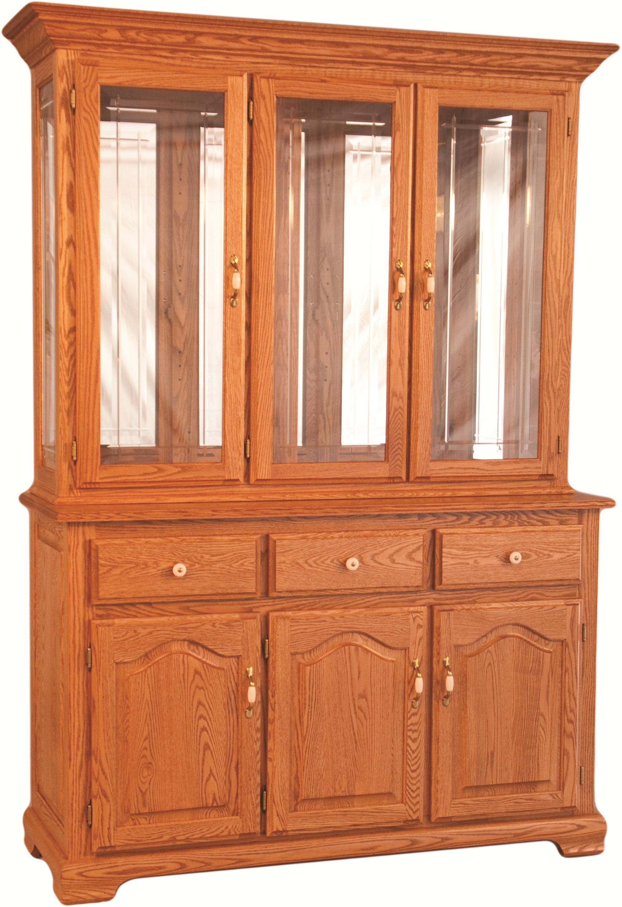 China Cabinet with Bracket Feet and Honey Oak Finish