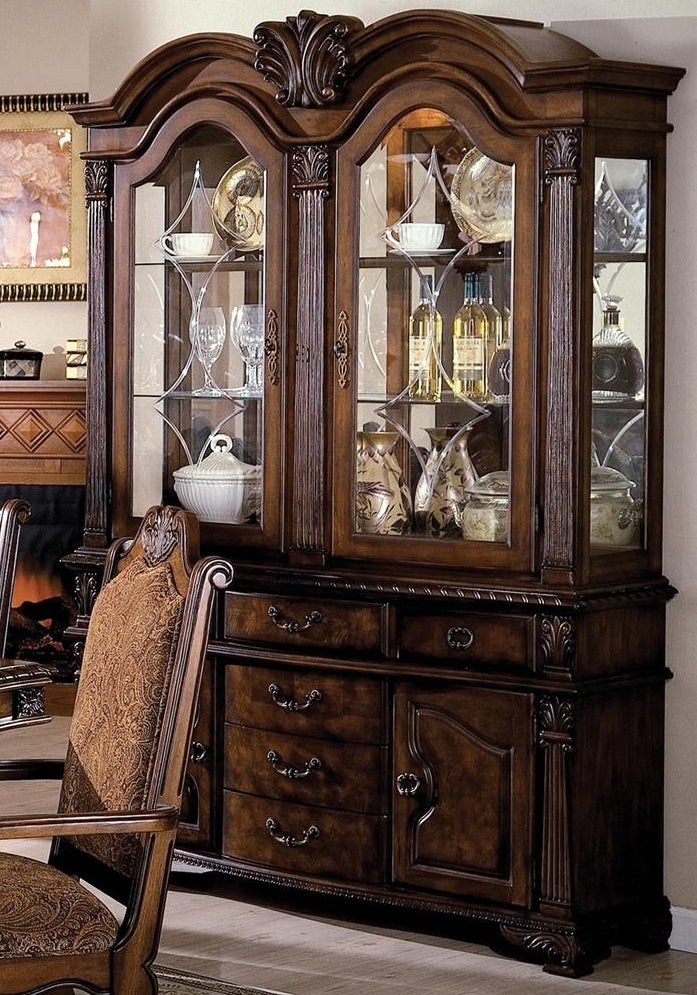 China Cabinet with Fluted Pilasters and Arched Top