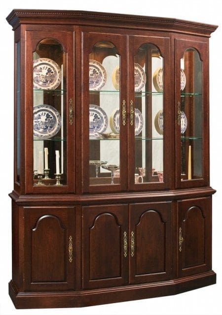 China Cabinet with Four Door Design and Mahogany Stain