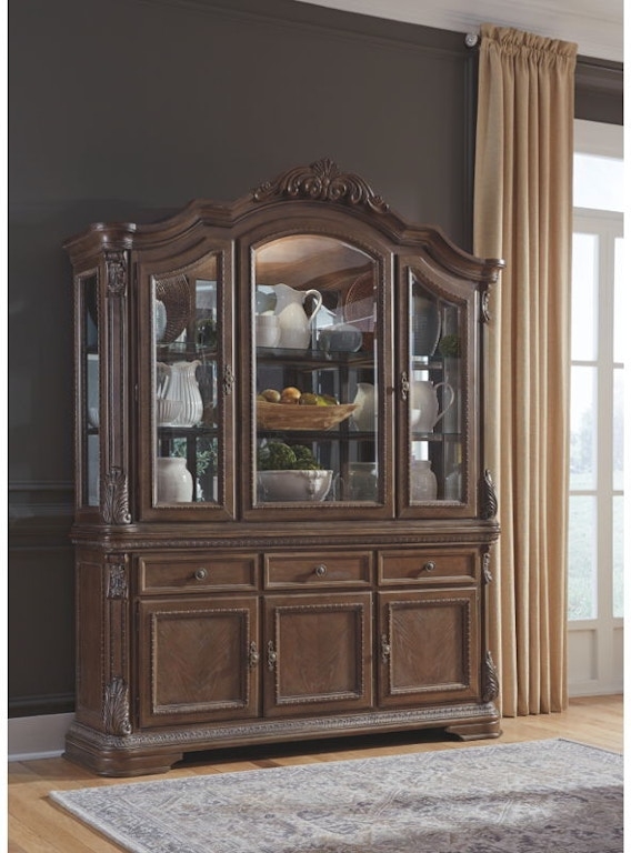 China Cabinet with Herringbone Panels and Shell Motif
